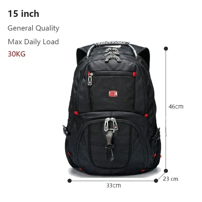 sacs multifonctionnels suisses durables, sac à dos pour ordinateur portable de 17 pouces, sac de voyage, sac à livres pour l'université, port de charge usb, résistant à l'eau