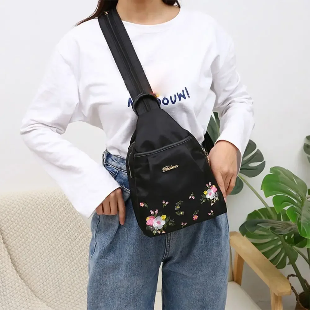 mode broderie sac décontracté imperméable oxford femmes sac à dos femme grande capacité voyage sac à main shopping boutons-pression sac à bandoulière