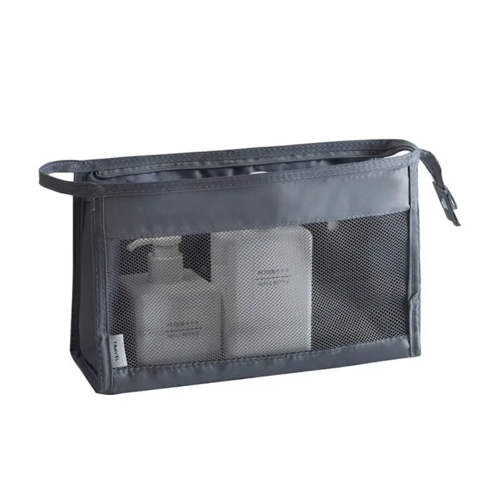trousse de toilette portable à fermeture éclair, sac en filet à main, grande capacité, pochette de maquillage suspendue pour le camping