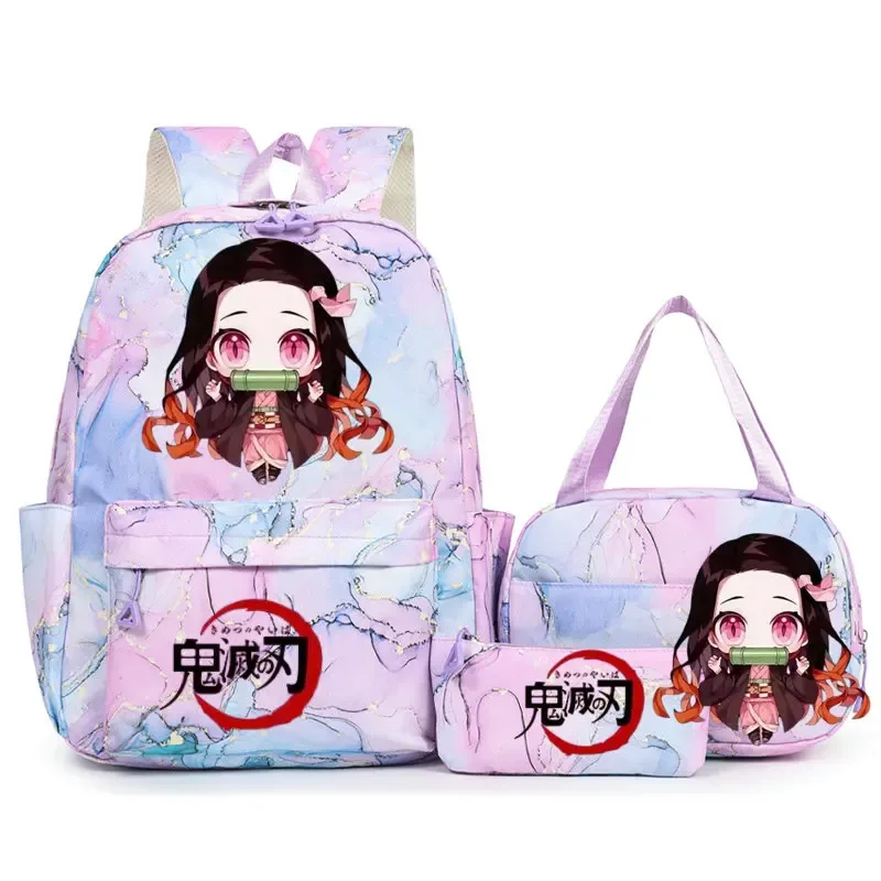sac à dos demon slayer nezuko kamado pour adolescents, cartable de grande capacité avec sac à bandoulière pour usage quotidien, pour filles et femmes, mochilas de voyage