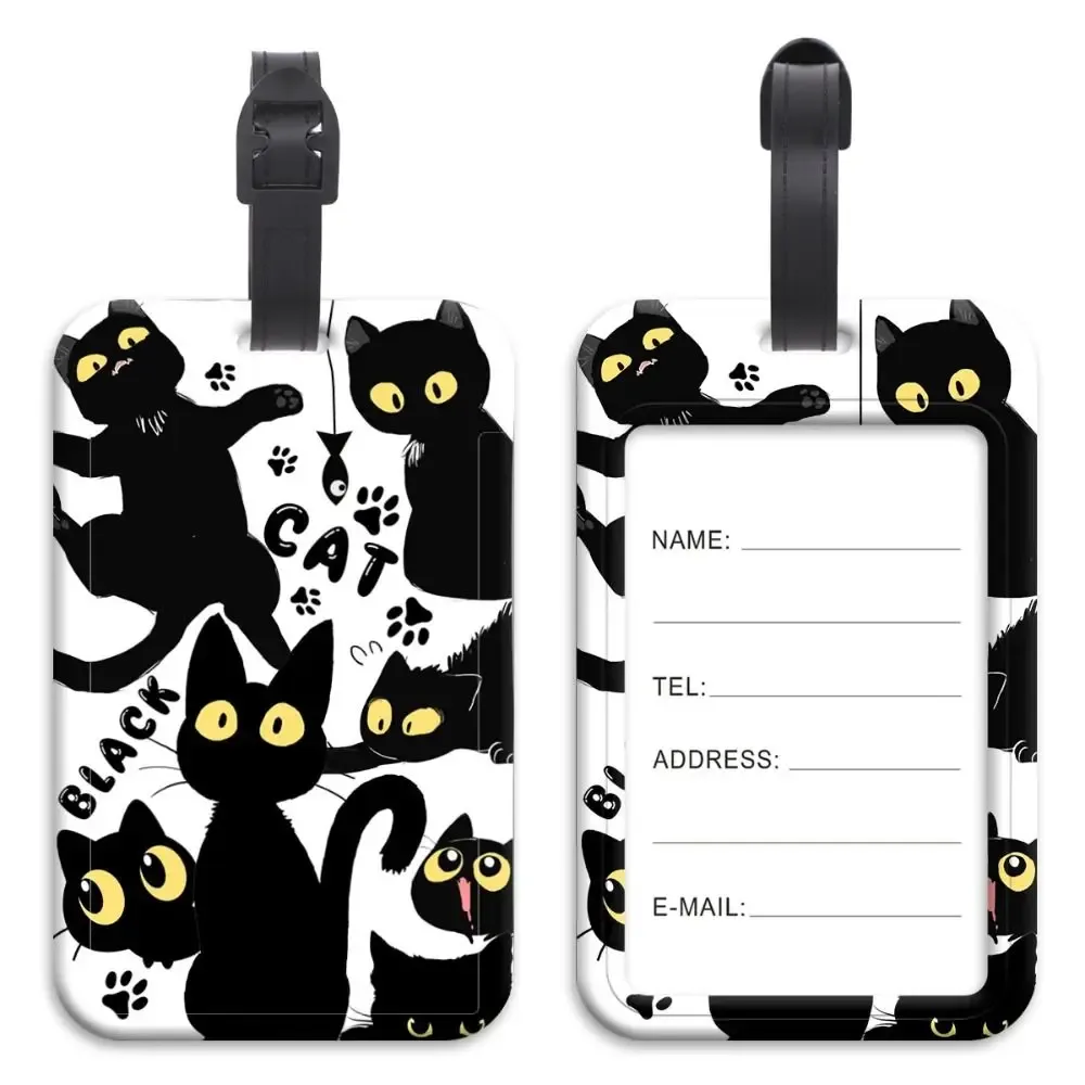 étiquette de bagage en plastique anti-perte, valise artistique, sac à dos, corde suspendue, porte-carte d'identité, porte-badge de chats mignons
