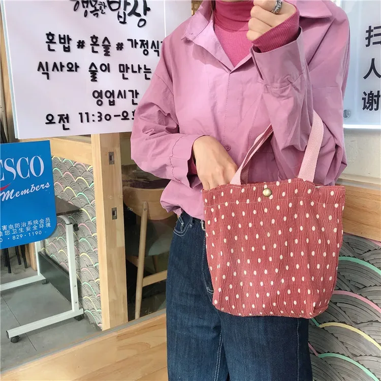 petit sac fourre-tout en velours côtelé de style coréen pour femmes et filles, mini sacs à main, sacs à lunch, shopping, grill, poudres à main, mignon