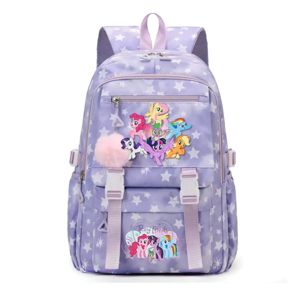 sac à dos d'étudiant imprimé my little pony, cartable de grande capacité pour adolescents, sac à dos de voyage pour ordinateur portable pour femmes