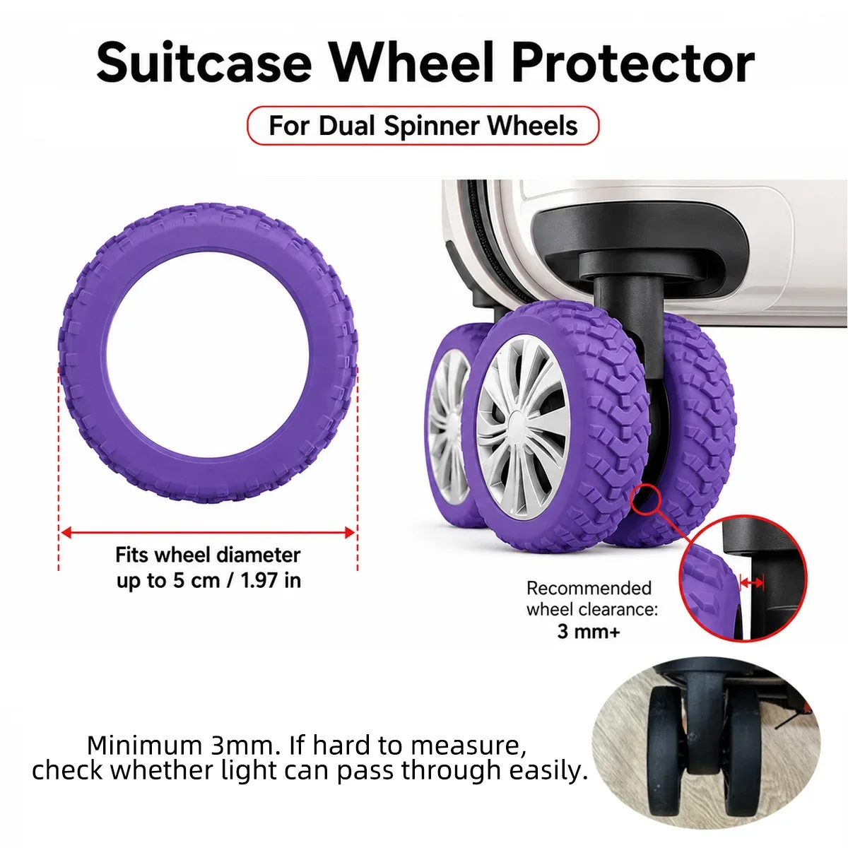8 protections de roues de valise en caoutchouc pour roues pivotantes, couvre-roues silencieux pour bagages, accessoires de voyage pratiques