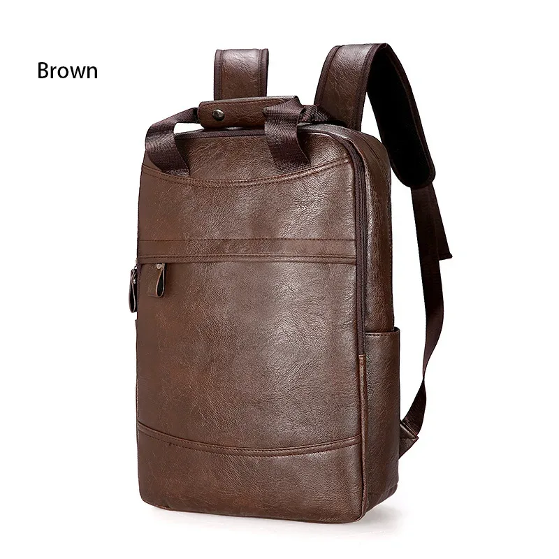 sac à dos étanche vintage pour hommes, sacs d'école de luxe, sacs à dos décontractés en cuir pu, sacs à dos de voyage rétro, sac pour ordinateur portable 15.6 pouces