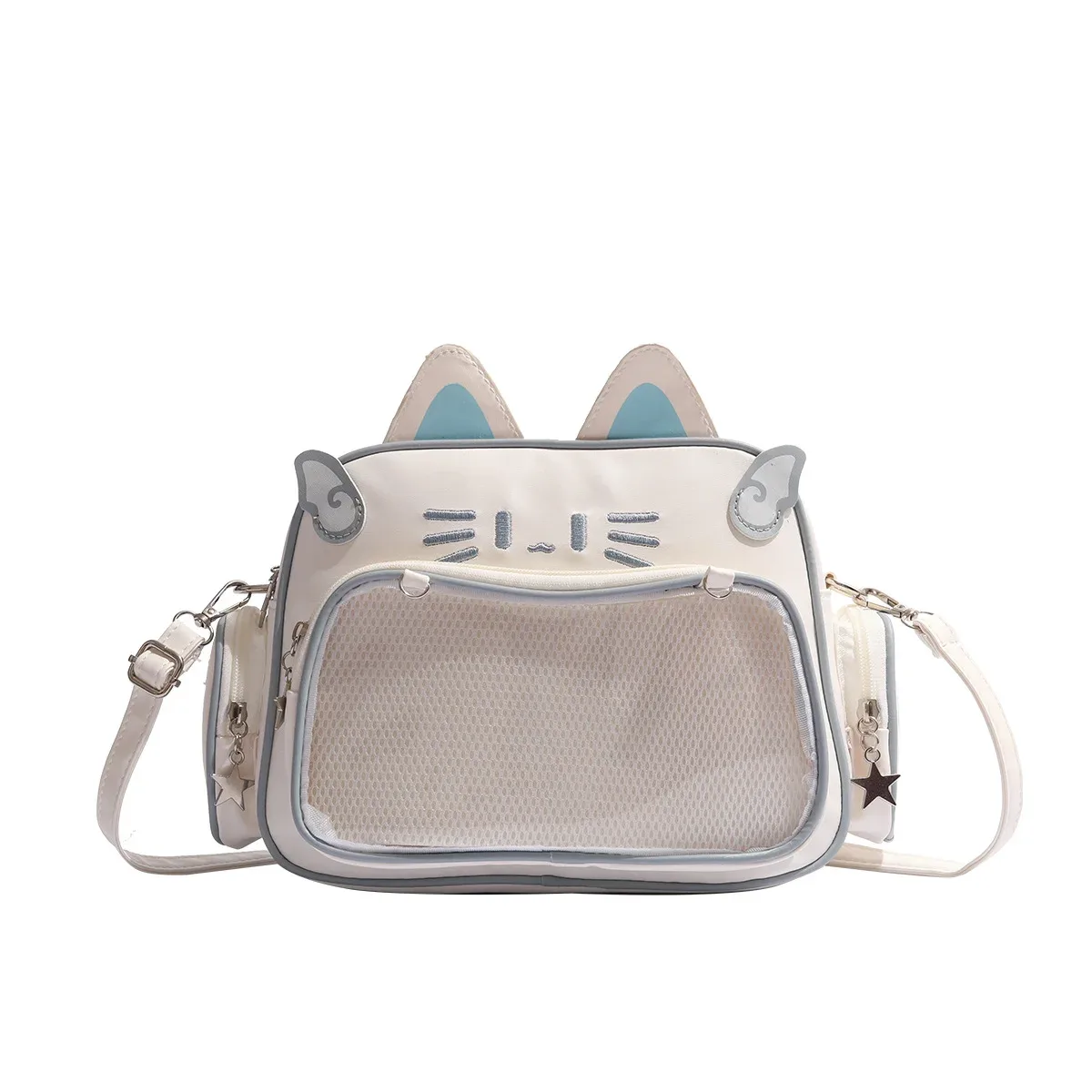 sac à dos multi-couches grande capacité pour les élèves du primaire, au design esthétique et attrayant, avec un motif de chat mignon, sac bandoulière.