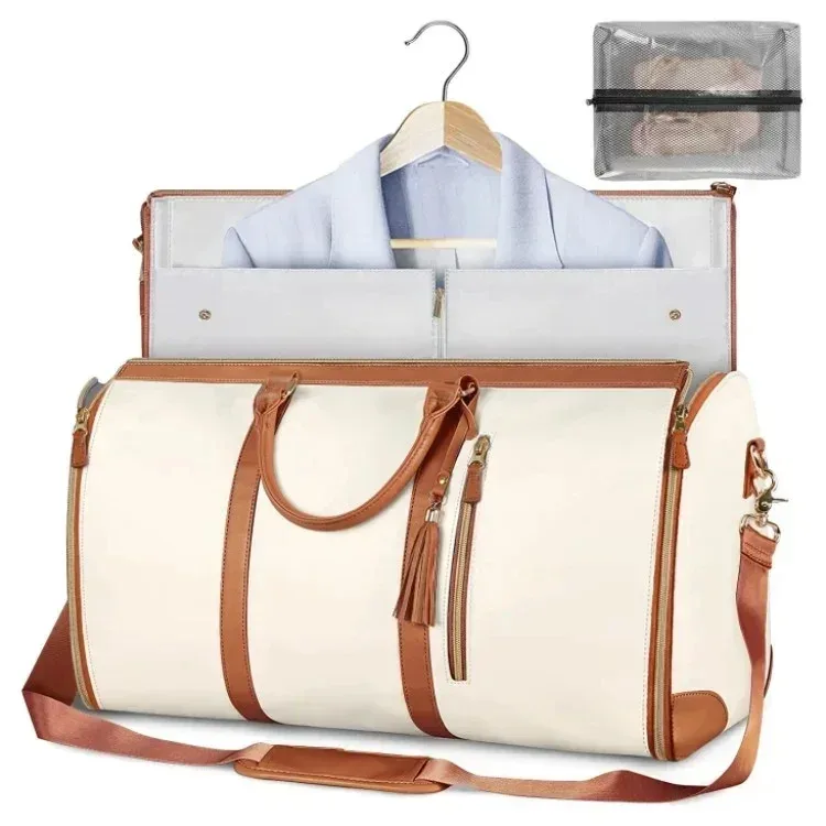 sac de voyage pliable pour femmes, sac à vêtements pratique, grand sac polochon en cuir pu, sac de voyage d'affaires pour femmes