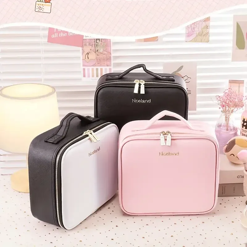 trousse de maquillage de voyage portable avec miroir, lumière led aste, étanche, non parfumée, batterie au lithium, 3 documents, 6262