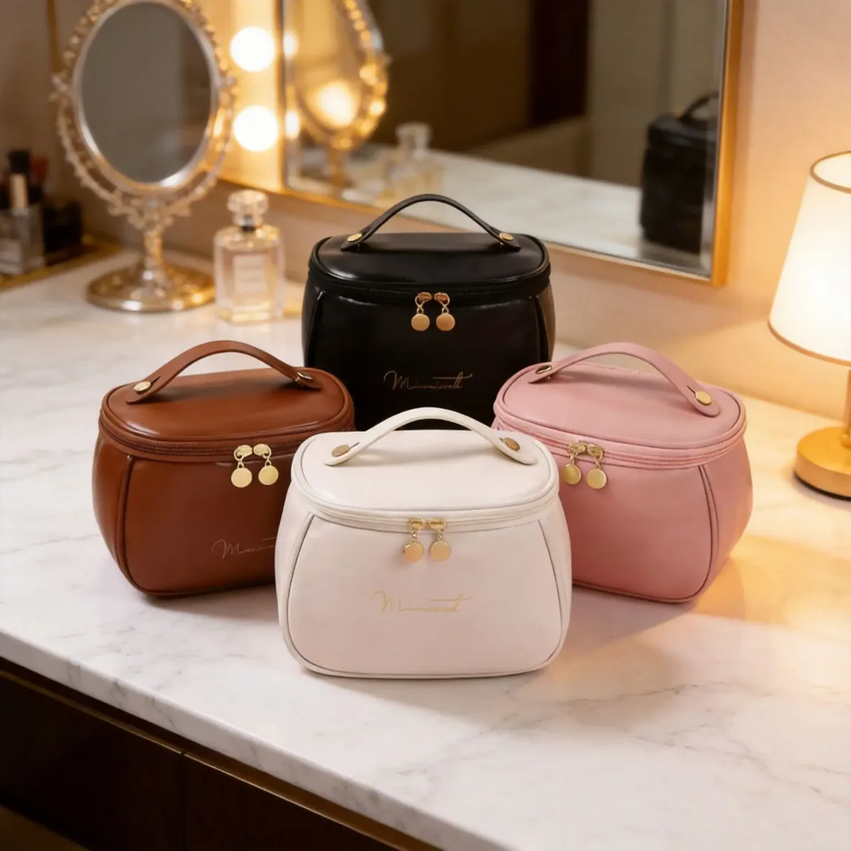 Sac de maquillage imperméable de haute qualité, grande capacité, portable, pour femmes, sac de toilette en cuir PU, sac de rangement pour cosmétiques de voyage