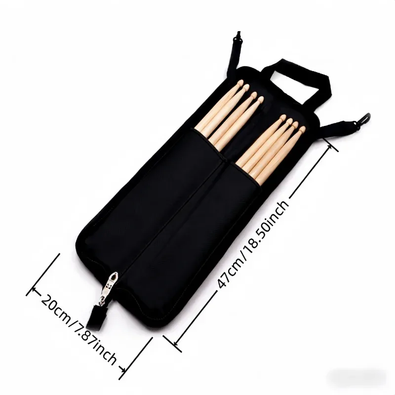 sac de rangement portable pour baguettes de batterie en tissu oxford, avec sangle d'épaule réglable, léger et facile à transporter pour les instruments de percussion