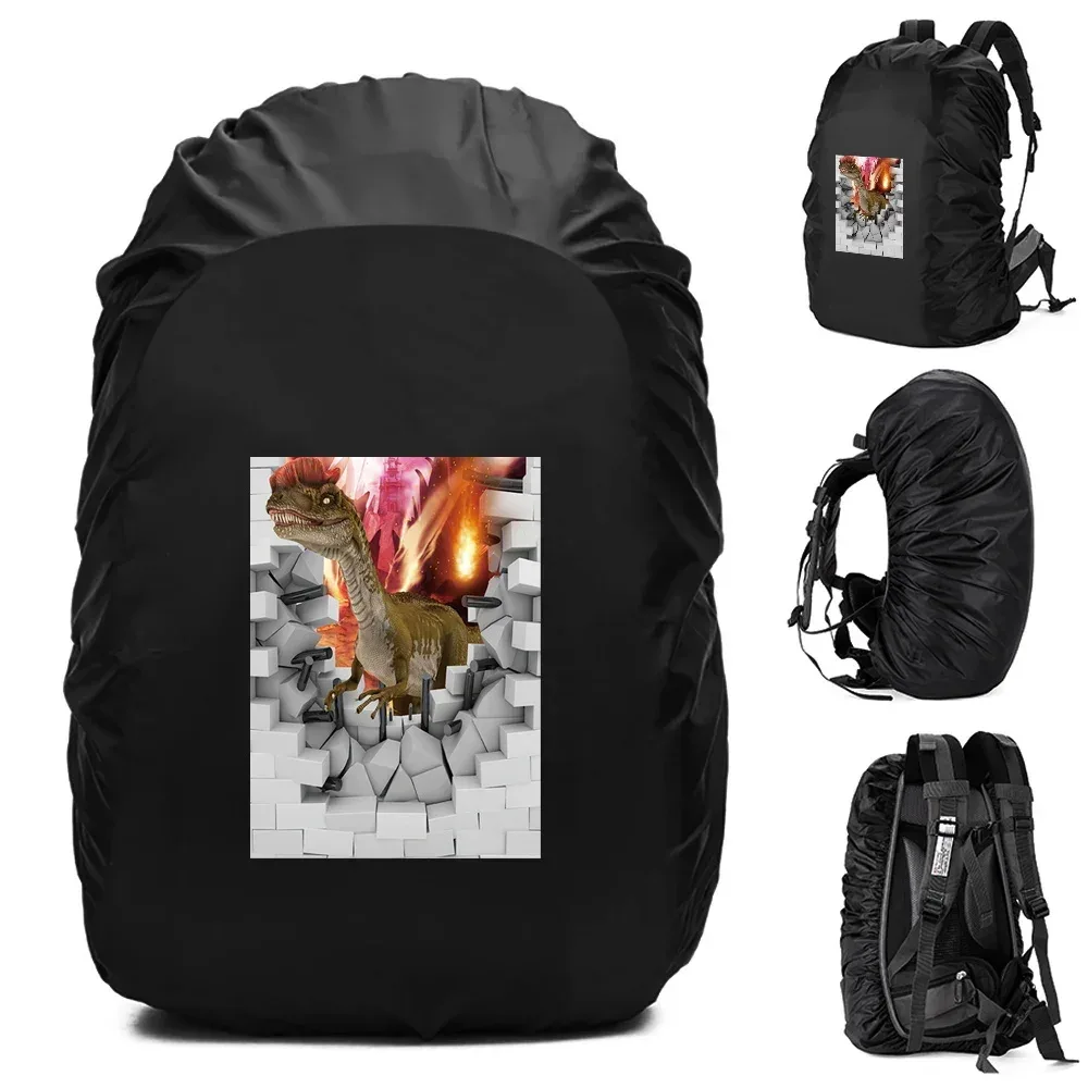 housse de pluie imperméable pour sac à dos, accessoires de voyage, motif 3d imprimé, portable pour l'extérieur, 20l-70l, pour randonnée et escalade