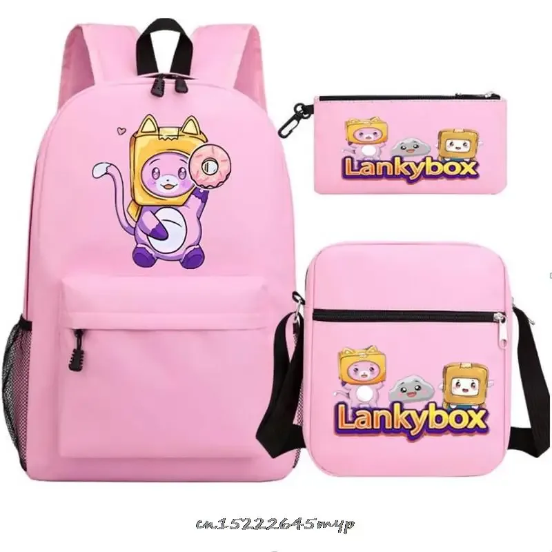 ensemble de sac à dos anime lankybox pour enfants, sacs d'école pour garçons et filles, sac à dos de voyage pour hommes et femmes, sac à dos pour adolescents, cadeau mochila, 3 pièces
