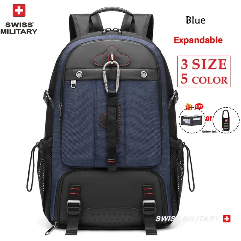 sac à dos de voyage militaire suisse pour hommes, sac d'affaires usb extensible, étanche, grande capacité 17.3, pochette d'ordinateur 80l