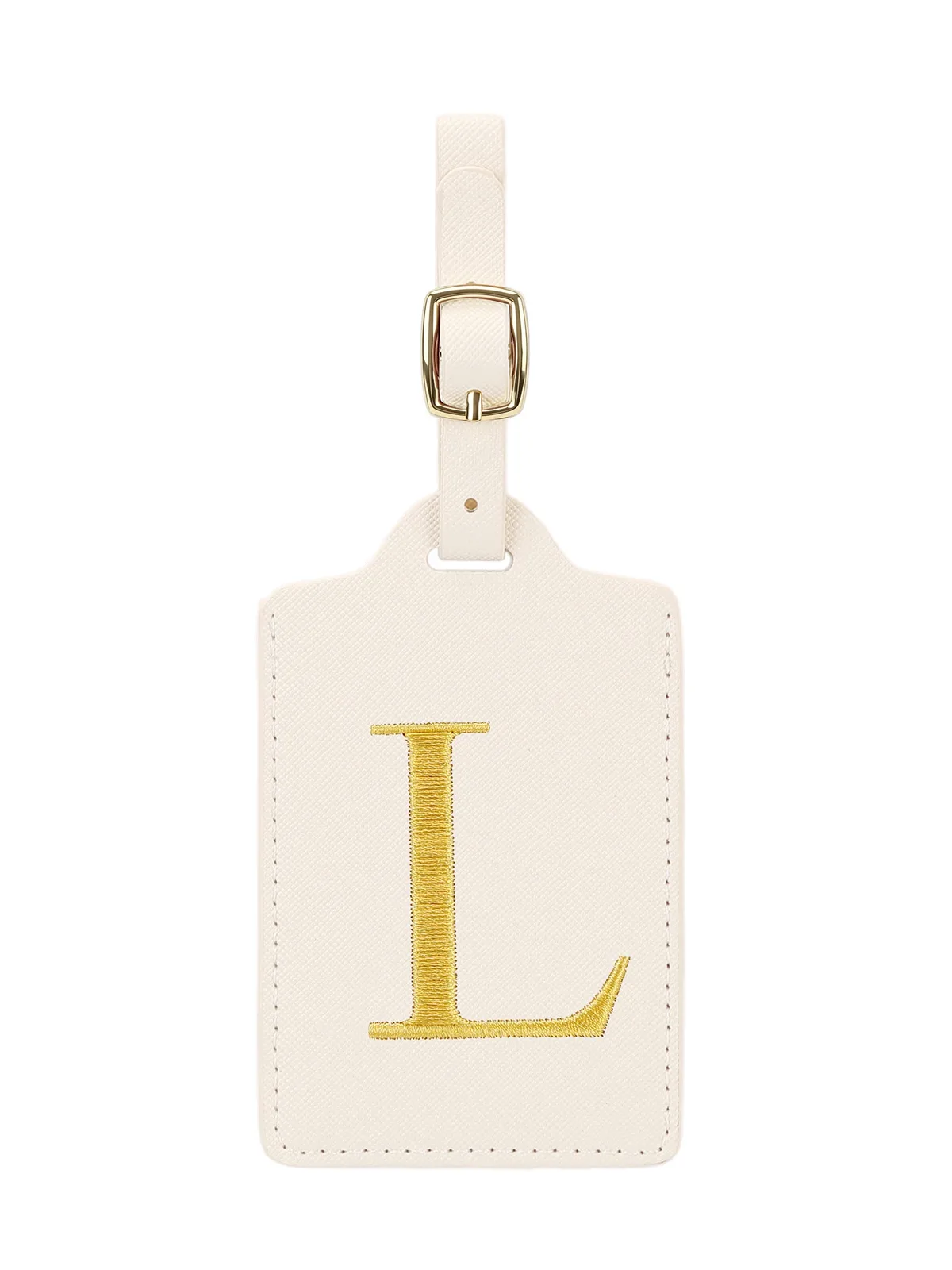 étiquette de bagage en cuir brodée élégante et personnalisée, étiquette d'identification de bagage anti-perte (lettres a~z), accessoire de voyage unisexe.