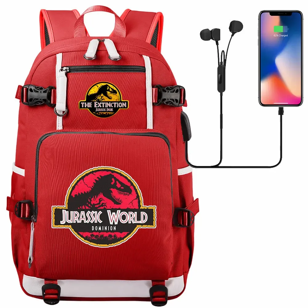 jurassic park world dinosaure sac à dos usb grande capacité étudiant mochila femmes hommes ordinateur portable garçon fille enfants retour à l'école livre sacs