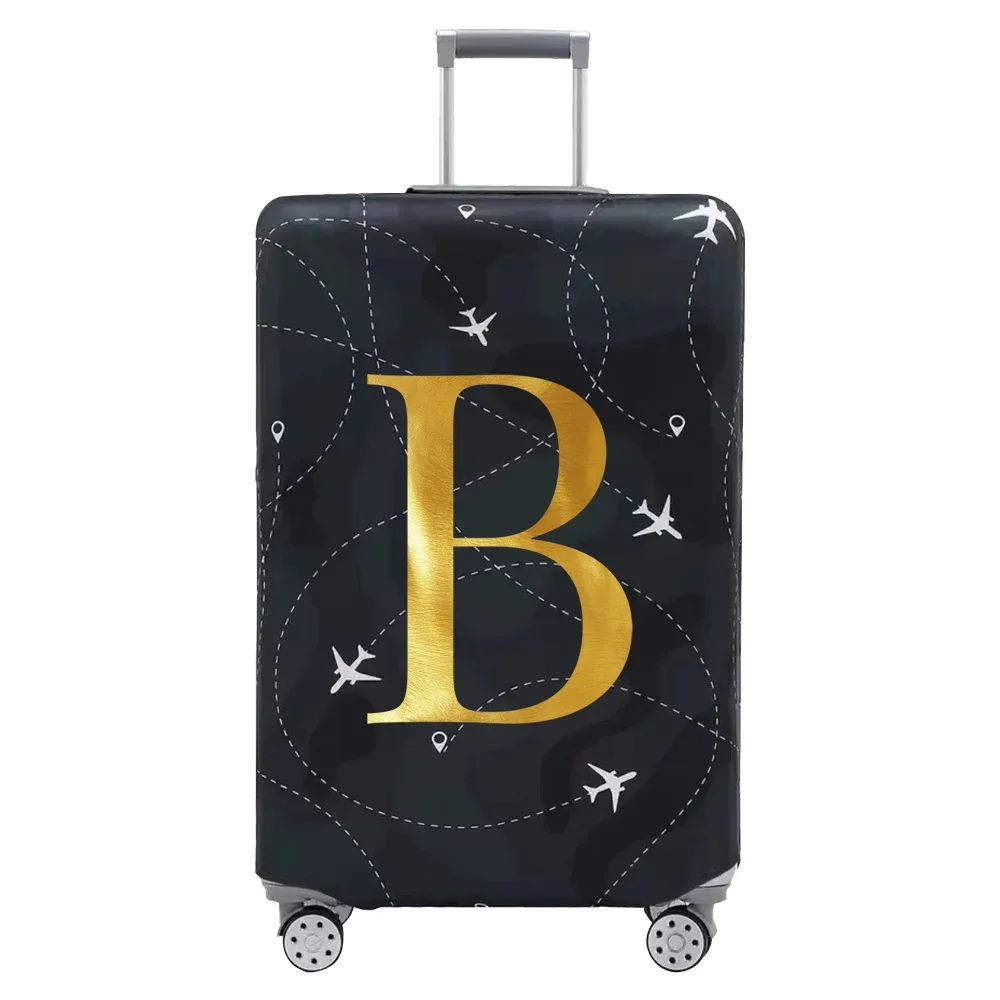 housse de protection pour compartiment à bagages, série de lettres, housse anti-poussière en tissu noir résistant à l'usure pour étui de voyage de 18 à 32 pouces