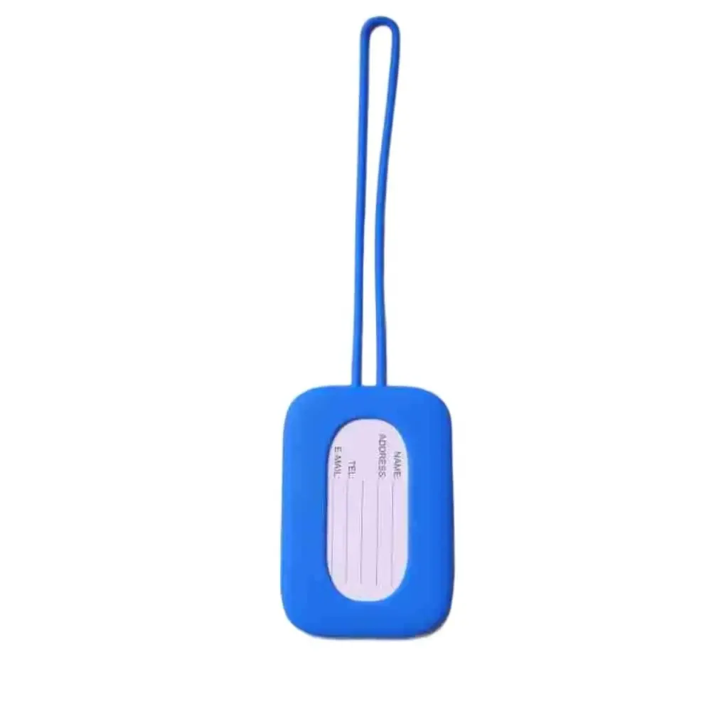 étiquette de bagage en silicone souple avec lanière, identification de valise, carte d'embarquement anti-perte, nom, téléphone, adresse, voyage