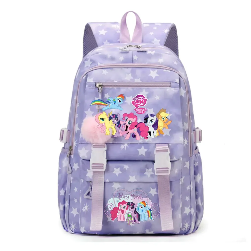 sac à dos d'étudiant imprimé my little pony, cartable de grande capacité pour adolescents, sac à dos de voyage pour ordinateur portable pour femmes