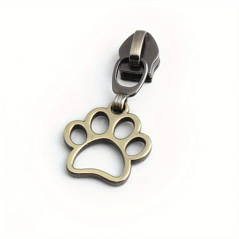 5 pièces sac à main pour animaux de compagnie motif imprimé patte vêtements extracteur de fermeture éclair couleur arc-en-ciel 5 # curseur de ceinture de sac à bandoulière avec languette de traction décorative en nylon