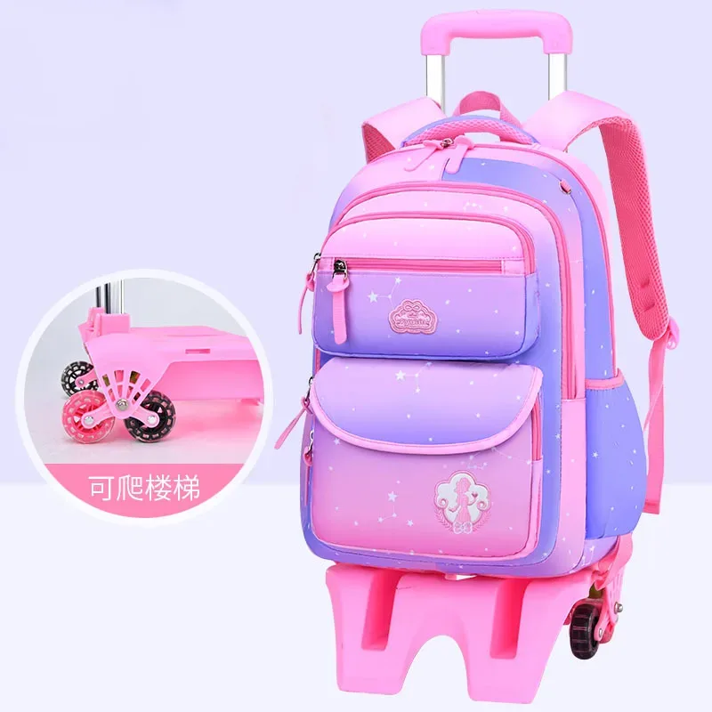 sac à dos d'école à roulettes pour fille, cartable étanche avec roulettes pour enfant