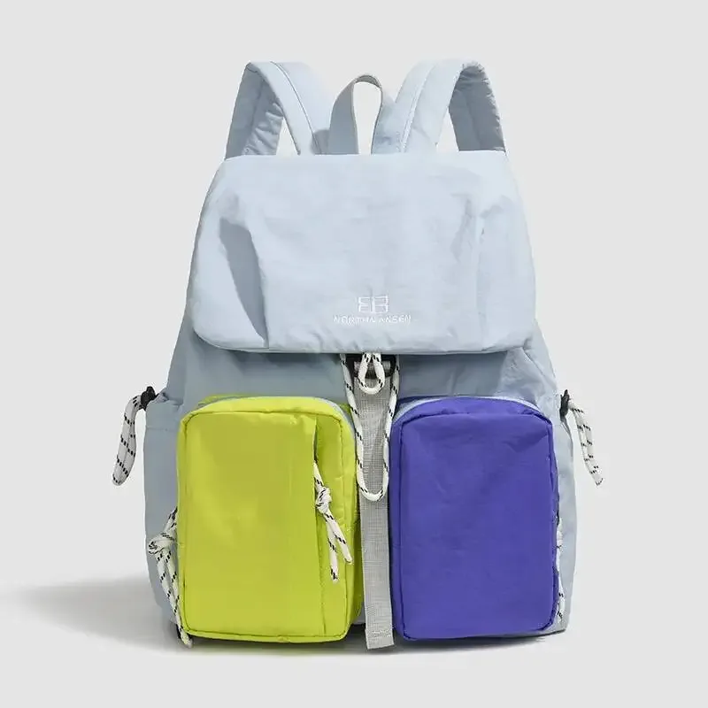 sac à dos double bandoulière décontracté, tendance, en nylon résistant à l'eau, grande capacité, personnalité polyvalente, pour étudiant