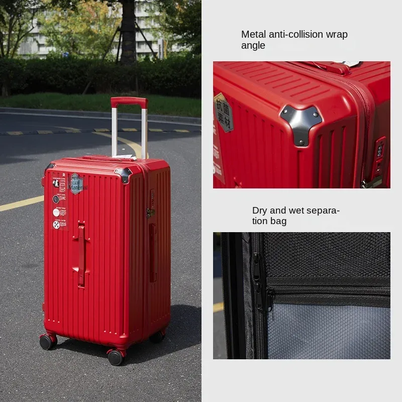 valise rouge 28/36/50 pouces, bagages de grande taille avec cinq roues abs + pc, valises de cabine de 20 pouces, sac de voyage, boîtier de chariot à fermeture éclair