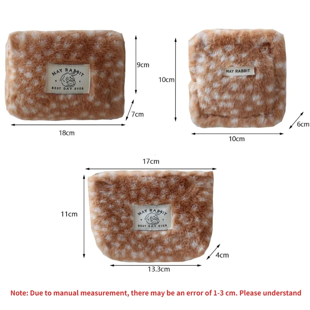 nouvelle pochette à monnaie en peluche à motif cerf grande capacité trousse de maquillage organisateur de voyage étui à rouge à lèvres trousse à crayons pochette pour serviettes hygiéniques 2026