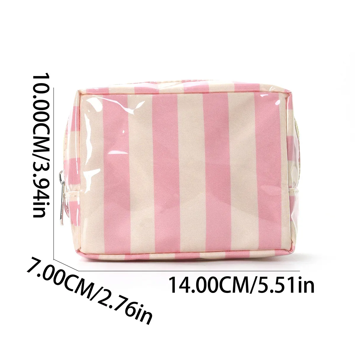 sac à cosmétiques rayé japonais et coréen avec fermeture éclair, trousse de toilette étanche pour voyage, petite trousse de maquillage mignonne