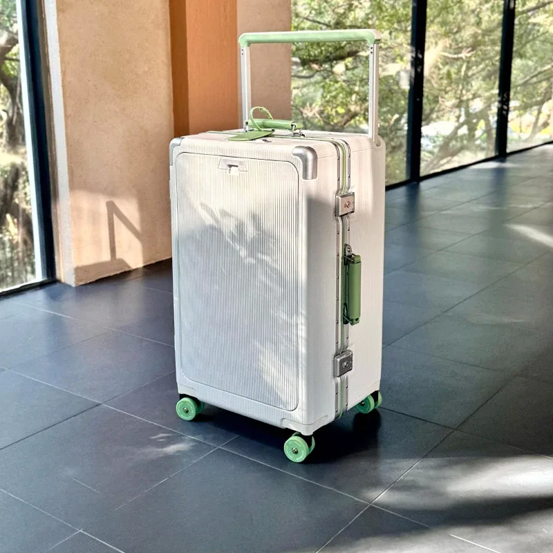 valise de voyage 20/24/26 pouces avec cadre en aluminium, trolley large, bagage cabine avec porte-gobelet, valise à roulettes pour l'embarquement