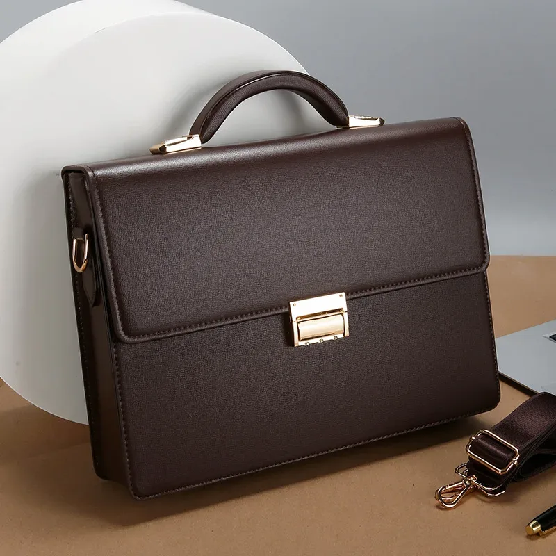 porte-documents pour hommes avec verrouillage par mot de passe, sac à main en pu pour hommes d'affaires, sac à documents de grande capacité, sac à bandoulière