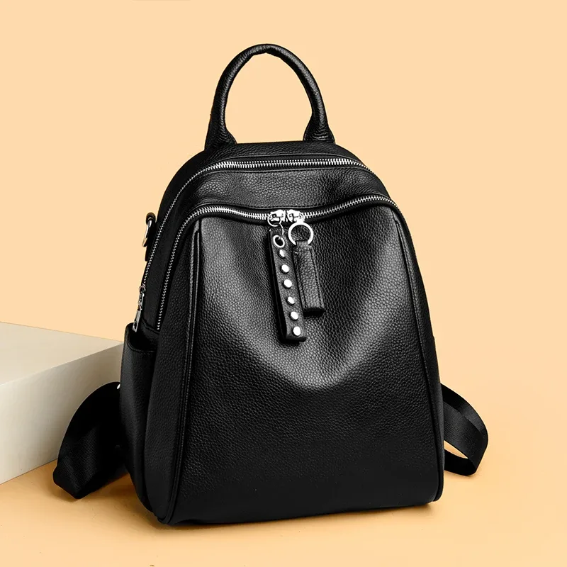 sac à dos en cuir véritable pour femmes, sac à dos décontracté pour filles, sac à dos pour dames, sacs à dos de voyage de grande capacité, sacs à dos en peau de vache