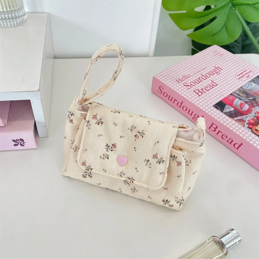 sac de toilette en toile multi-poches pour femmes, sacs de rangement de voyage, sacs à maquillage mignons à fleurs, organisateur de cosmétiques multi-couches