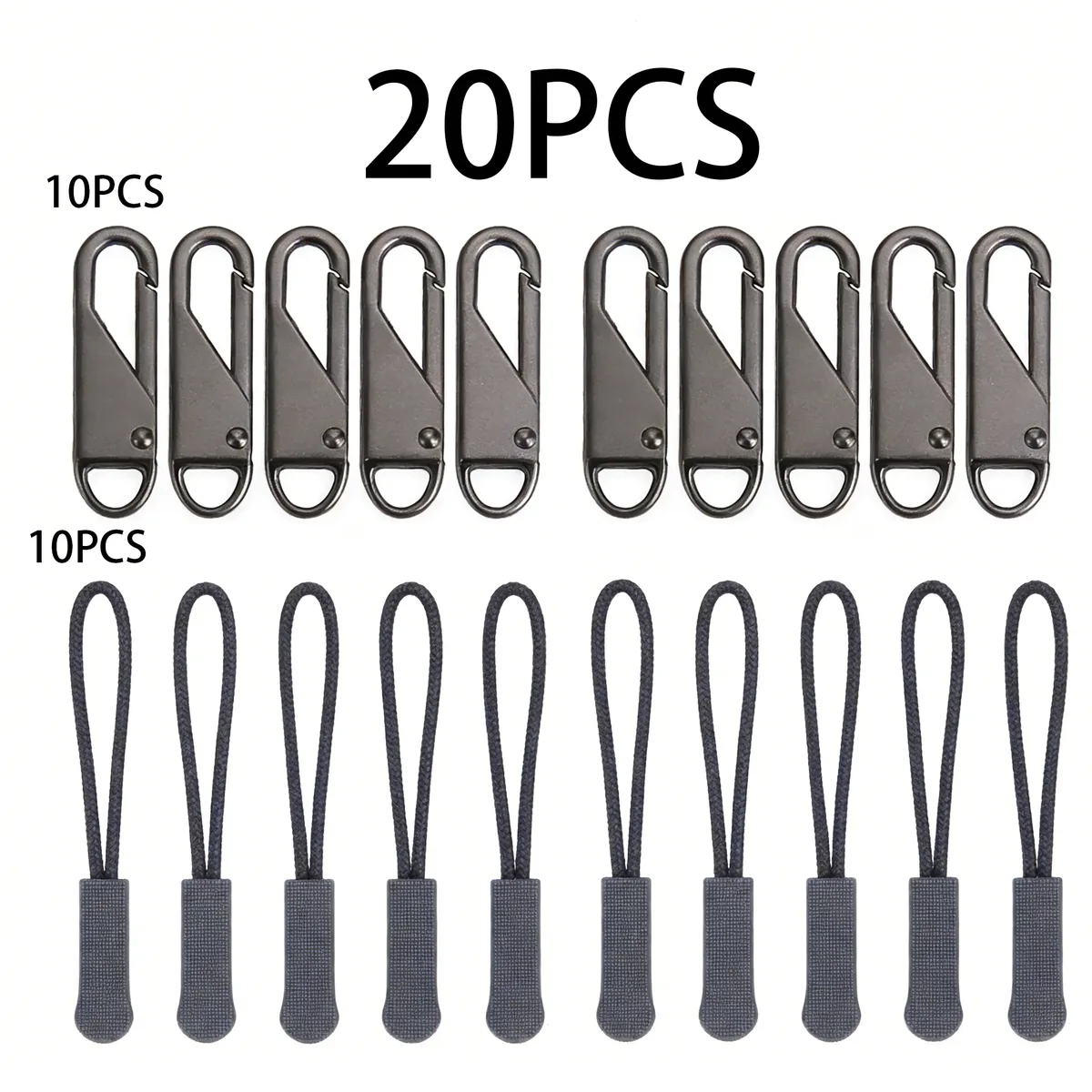 10/20 pièces fermeture éclair de remplacement tire l'extension de cordon pour sacs à dos vestes bagages sacs à main sacs à main