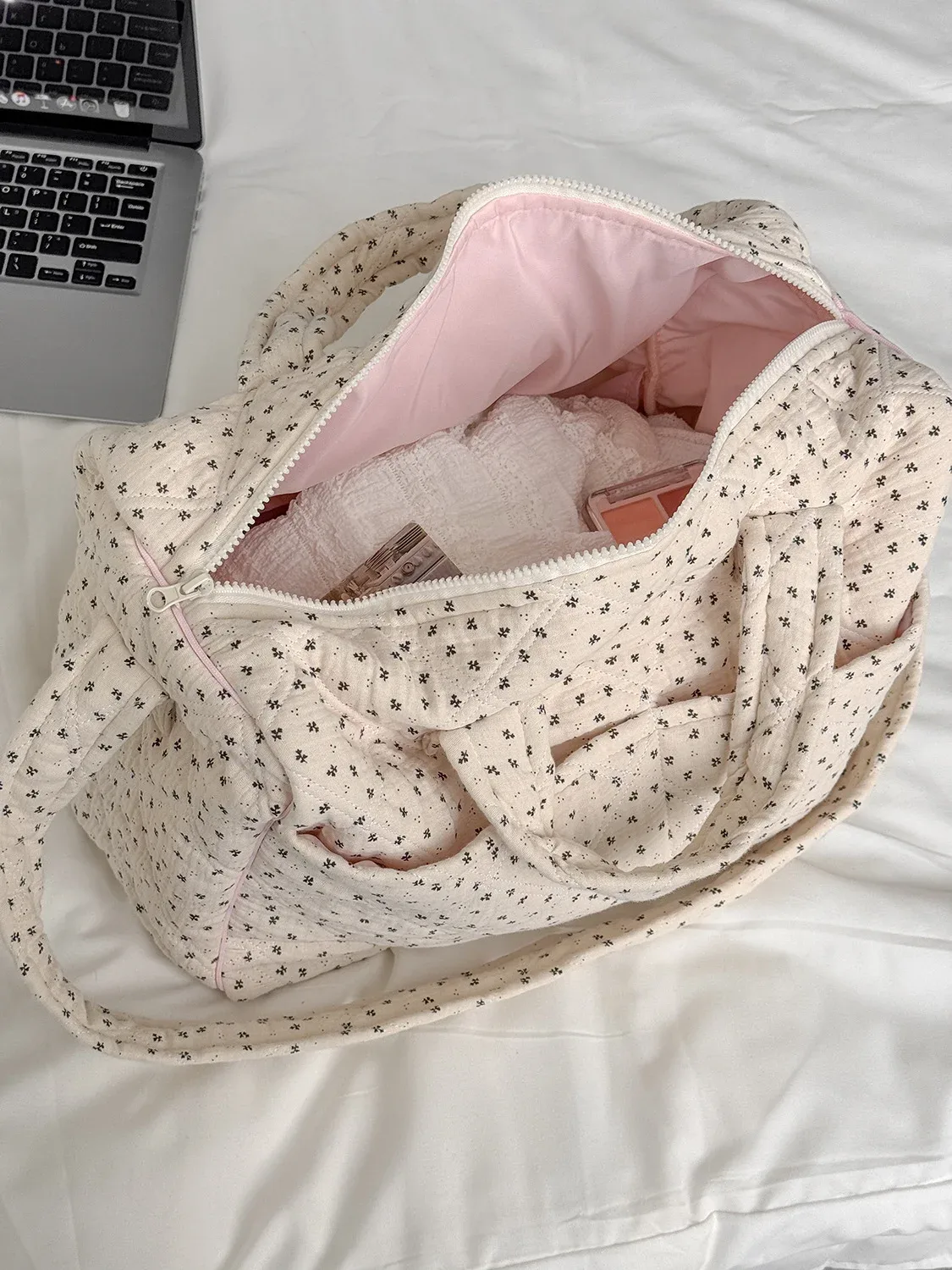sac de voyage floral frais et élégant style yt, nouveau sac à main grande capacité, sac fourre-tout pour étudiants et navetteurs