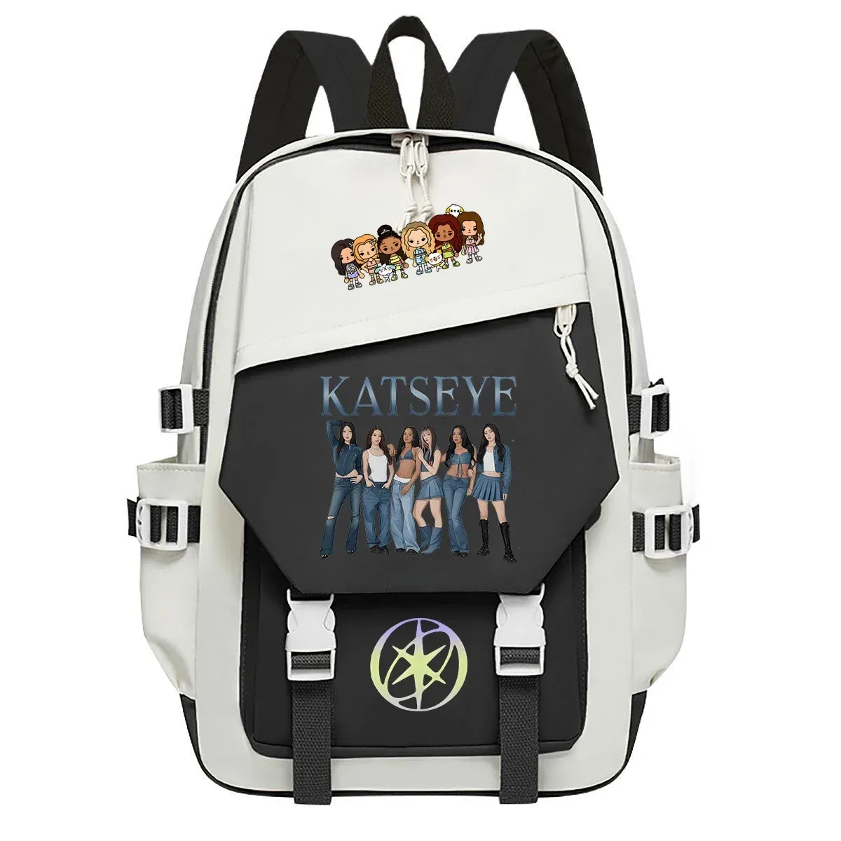 sac à dos katseye multi-poches pour hommes et femmes, sac à dos de voyage décontracté, sac d'école kpop pour adolescentes