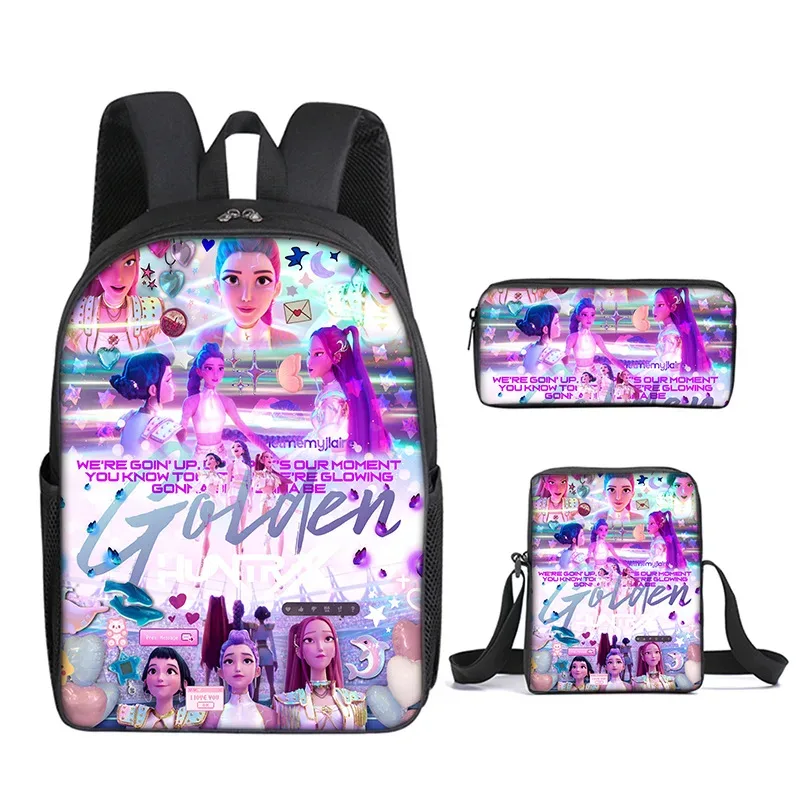 sac à dos pour enfant avec poche avant, sacs à bandoulière, trousses à crayons pour les enfants de 5 à 10 ans, sacs d'école kpop demon hunters pour garçons et filles