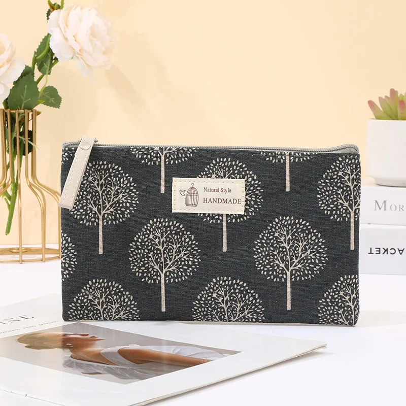 sac à maquillage en toile mignon de style dessin animé, trousse à crayons pour étudiants et porte-monnaie, sac à maquillage portable multifonctionnel