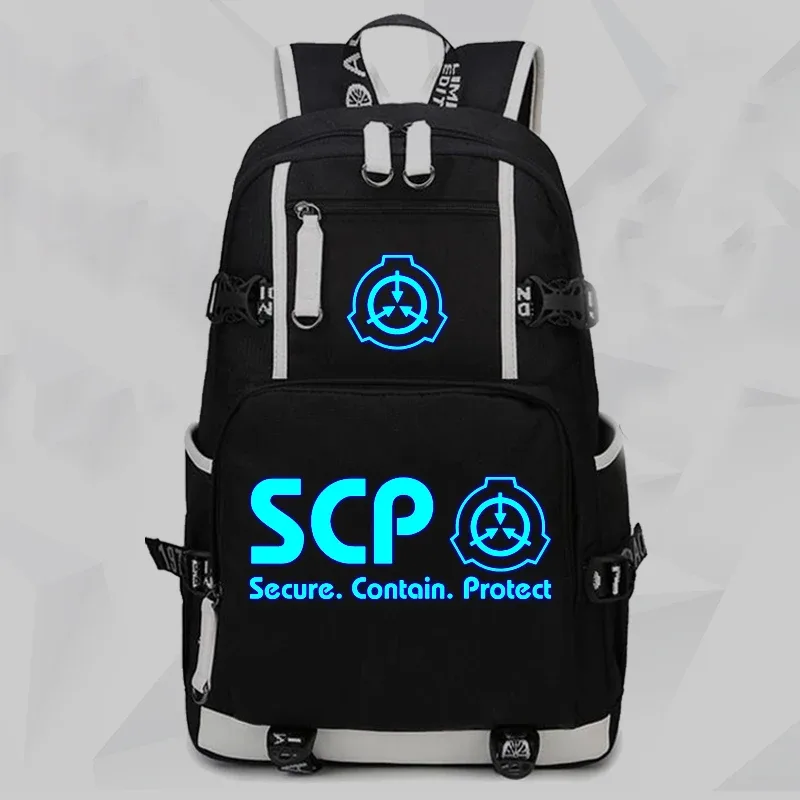 sac à dos scp secure contain protect, cartable noir, sacs d'école de dessin animé, sac à dos de voyage lumineux, sacs initiés par ordinateur portable usb