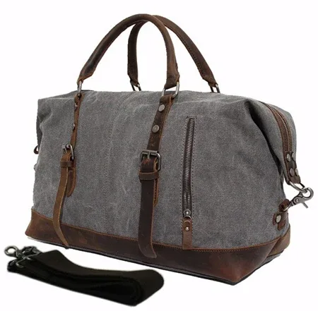 sacs de voyage vintage militaires en toile et cuir pour hommes, sacs à main, sacs de voyage, sacs de week-end de grande taille, sacs de nuit.