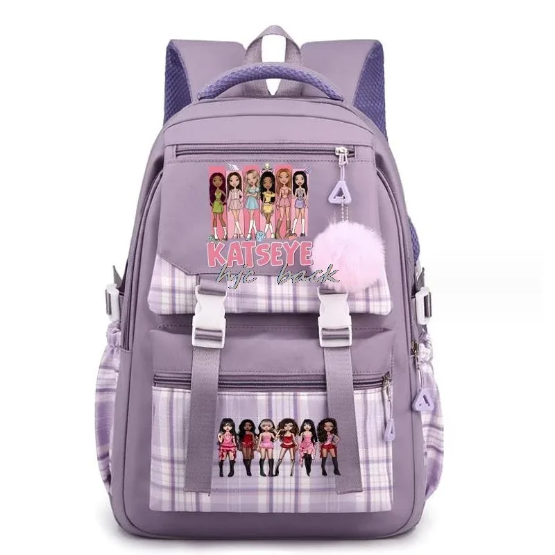 katseye chaud drôle impression sacs d'école adolescentes grande capacité en plein air voyage sac à dos multi-fonction dessin animé étudiants sac à dos