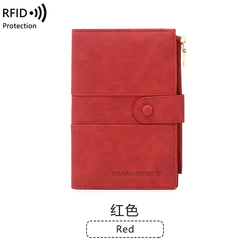 sac de passeport bloquant rfid, couleur unie pu, portefeuille à boucle zippée, porte-carte de billet, porte-passeport de voyage multifonctionnel