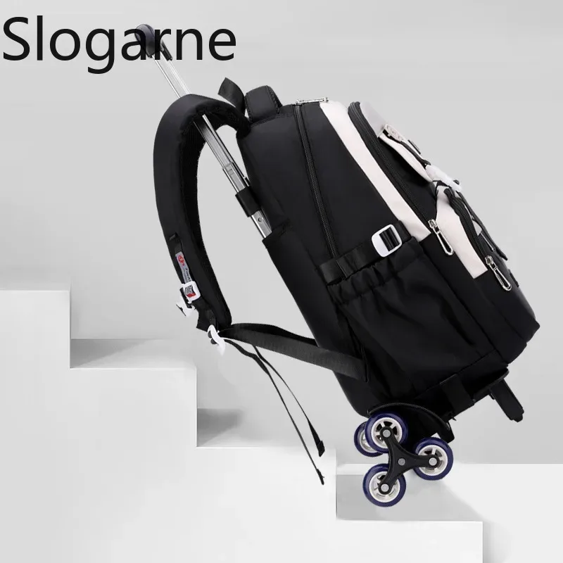 sac à dos roulant pour enfants, sac d'école étanche avec roulettes, chariot de collège, sac à dos à roulettes pour femmes