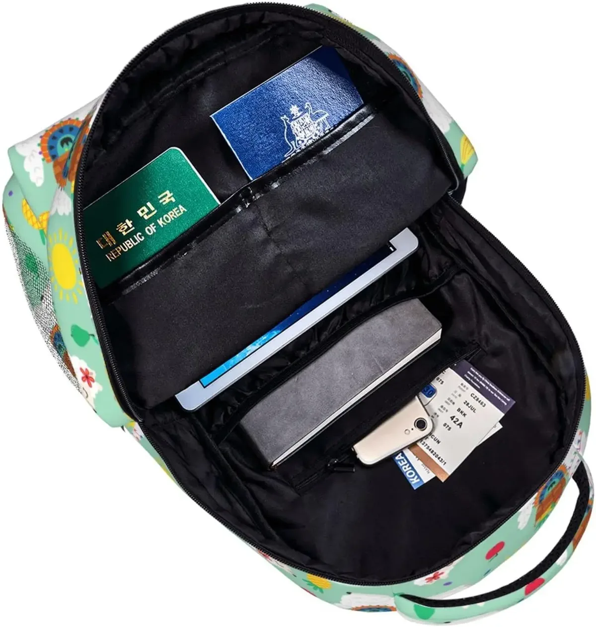 boehiop-sac à dos léger pour ordinateur portable pour femmes et hommes, sac à livres universitaire, sac à dos décontracté, sac de voyage mignon, alpaga, lama et fruits