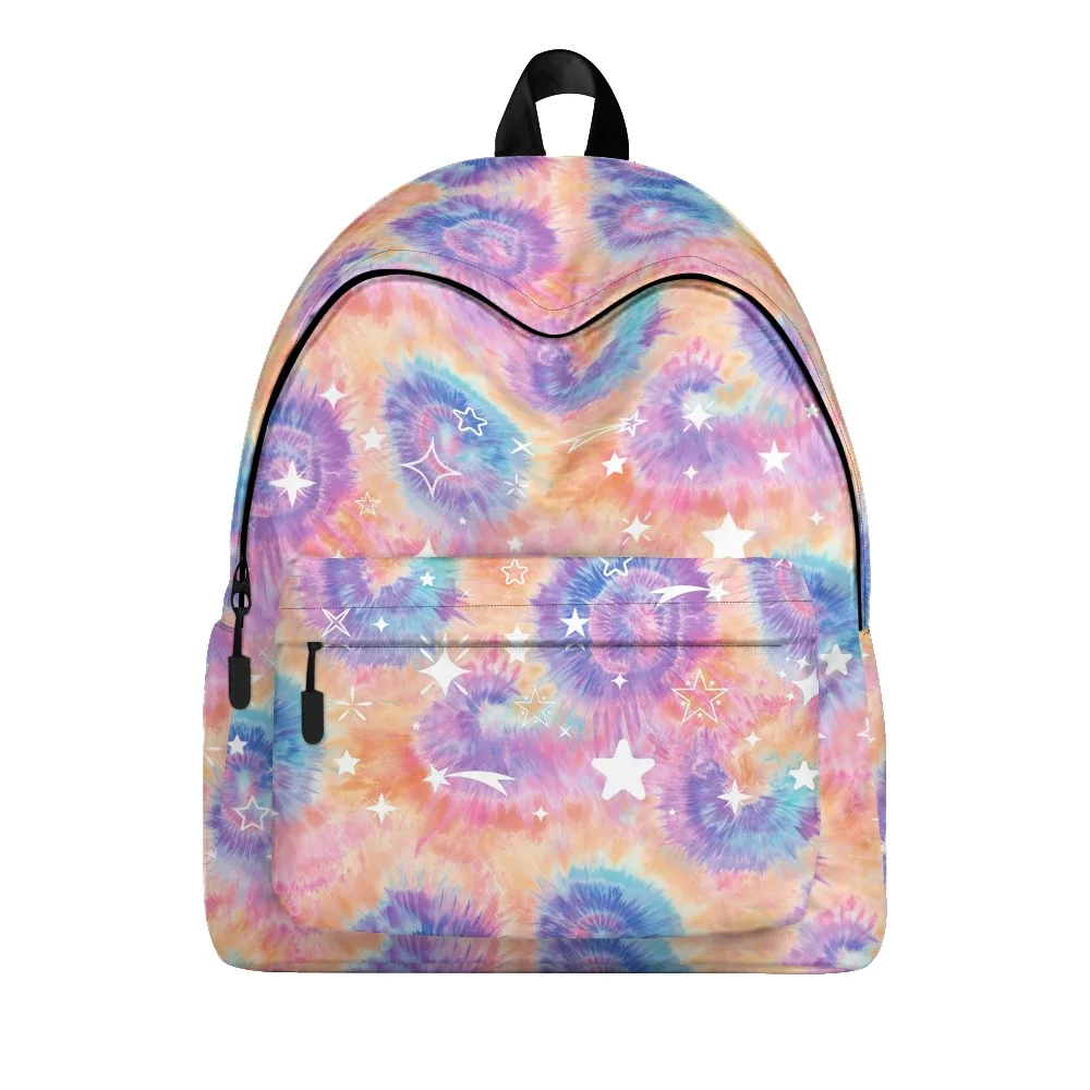 sac à dos imprimé étoile dreamy tie-dye, sacs à crayons, sangles réglables, sac d'école léger et durable, sac à dos de voyage pour adolescents, ensembles