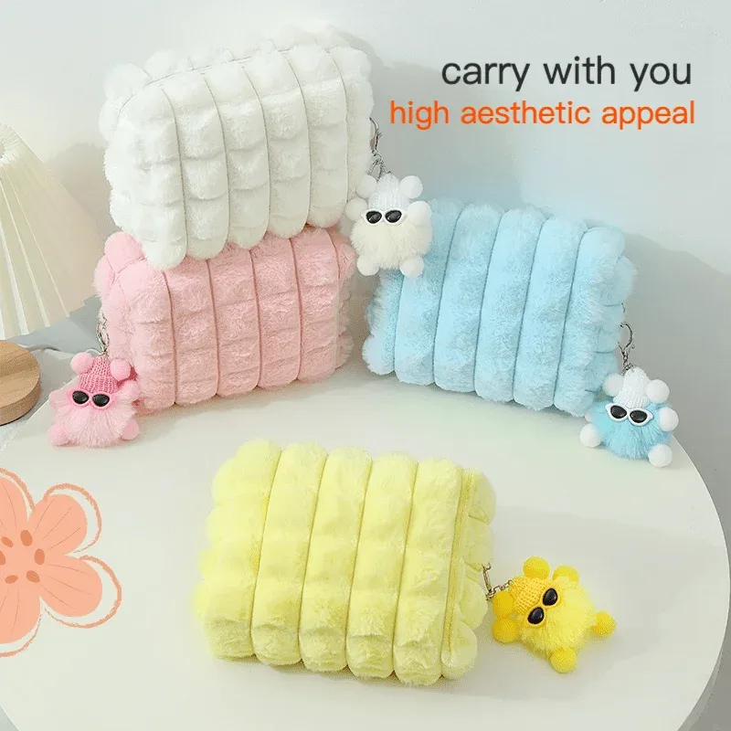 grande trousse à crayons en peluche, trousse à maquillage créative, sac court en peluche pour filles, fournitures scolaires, boîte à papeterie, trousse à cosmétiques