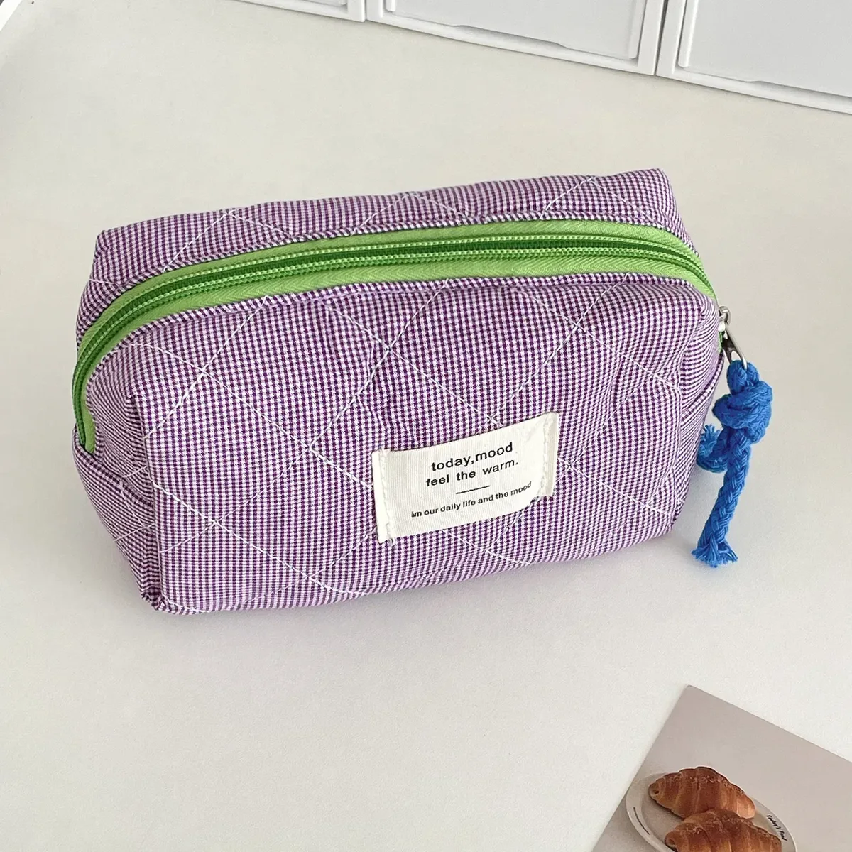sacs à cosmétiques matelassés à carreaux pour filles, pochette rétro pour dames, porte-monnaie, sac de rangement de toilette portable de voyage pour femmes