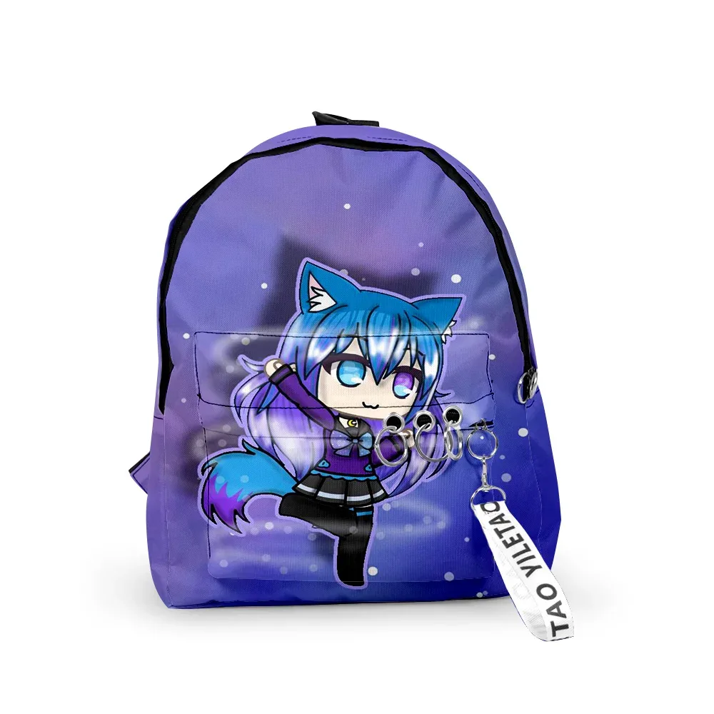 sacs d'école gacha life pour jeunes, sacs à dos pour garçons/filles, impression 3d, oxford, imperméable, porte-clés, petits sacs de voyage