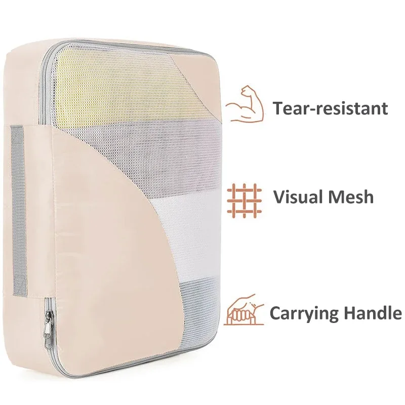 organiseur de valise de qualité supérieure, 8 pièces, pochettes de rangement en maille transparente, cubes de rangement résistants aux déchirures, sacs de rangement pour vêtements avec trousse de toilette