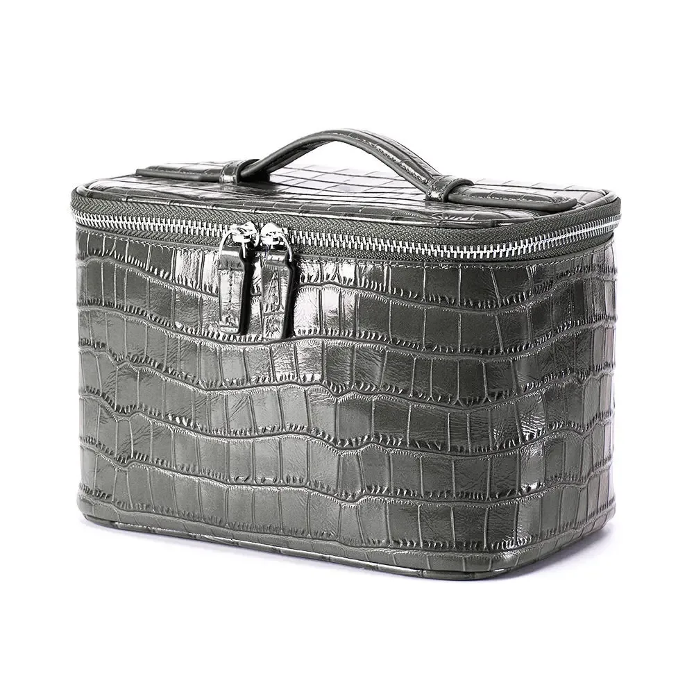 sac à cosmétiques de luxe haut de gamme en cuir de vachette de qualité supérieure, sac de rangement compartimenté de grande capacité, trousse de toilette portable pour femme