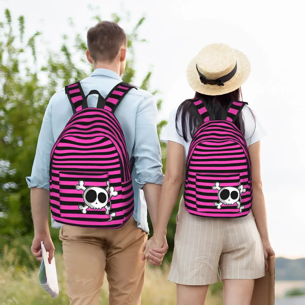 sac à dos punky pink emo, style outdoor, design étudiant, respirant, joli sac à dos scolaire